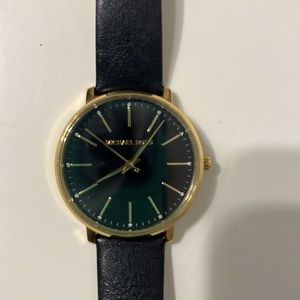 Michael Kors- Black leather/rose gold watch